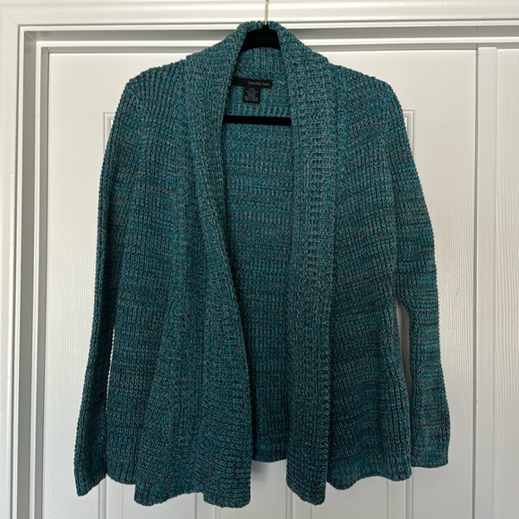 Calvin Klein Jeans Sweaters - Turquoise/gray Knit Cardigan by Calvin Klein